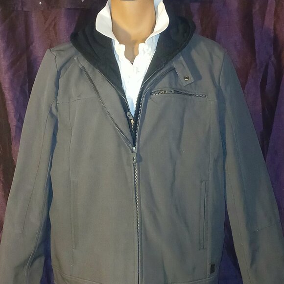 Kenneth Cole Reaction gray and black hooded jacket mens size XXL